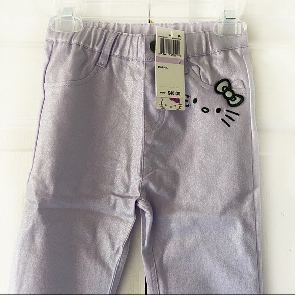Hello Kitty Girls Purple Sparly Metallic Pants 6 - Picture 9 of 13